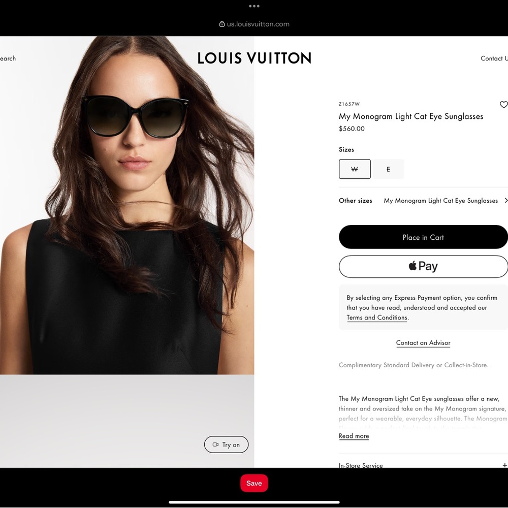 Louis Vuitton Dark Cat Eye Sunglasses